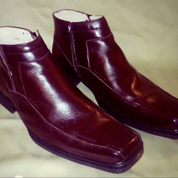 Men's Donato Marrone Brown Leather Ankle Zip Boots - Picture 2 of 6